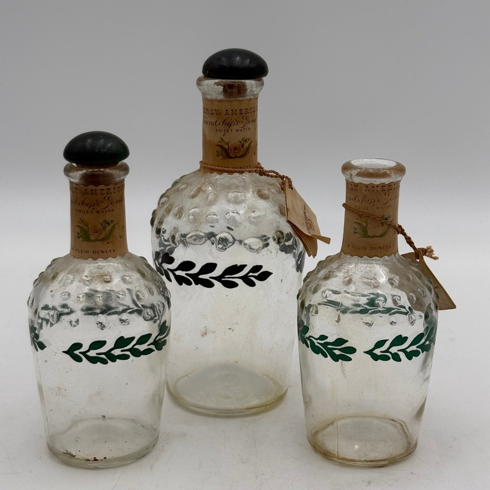 Vintage Shulton Early American Friendship's Garden Toilet Water Bottles Set of 3